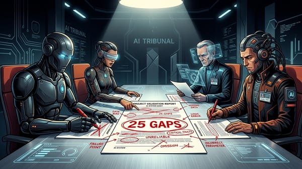 AI Critic Panel examining a plan marked with 25 gaps